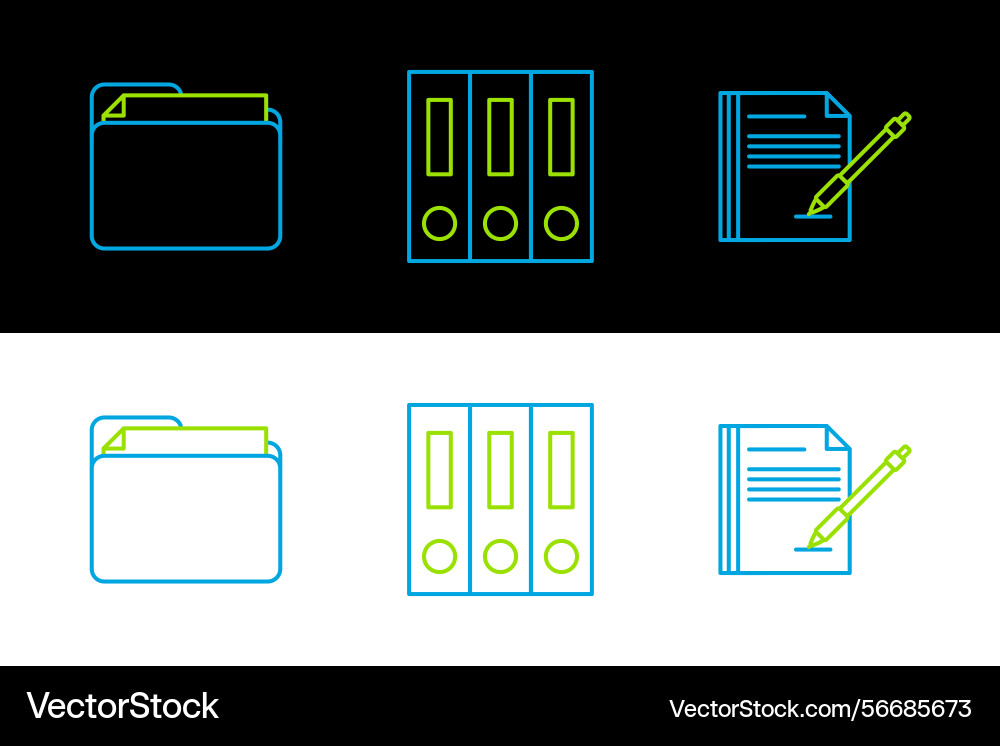 Set line blank notebook and pen document folder Set line blank notebook and pen document folder vector image