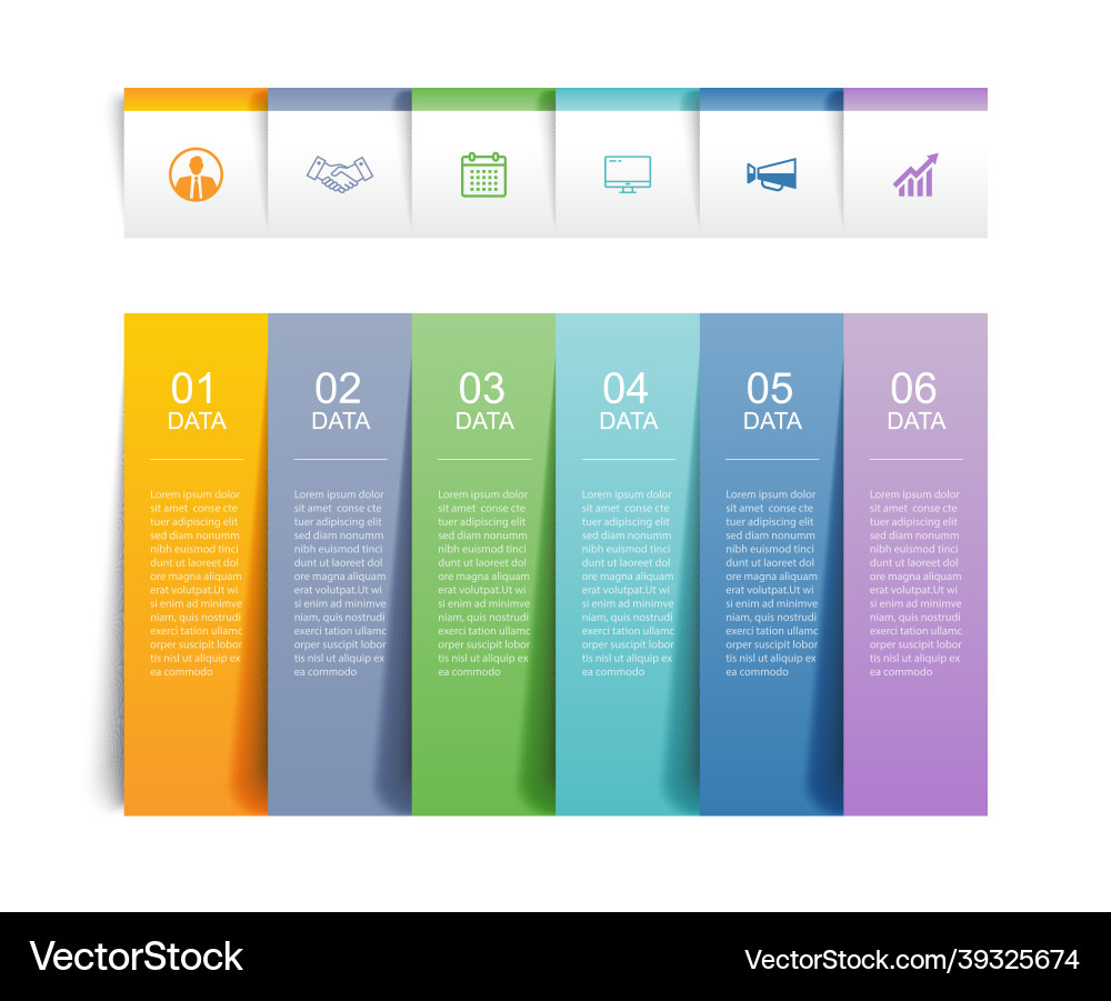 6 data infographics tab paper index template 6 data infographics tab paper index template vector image
