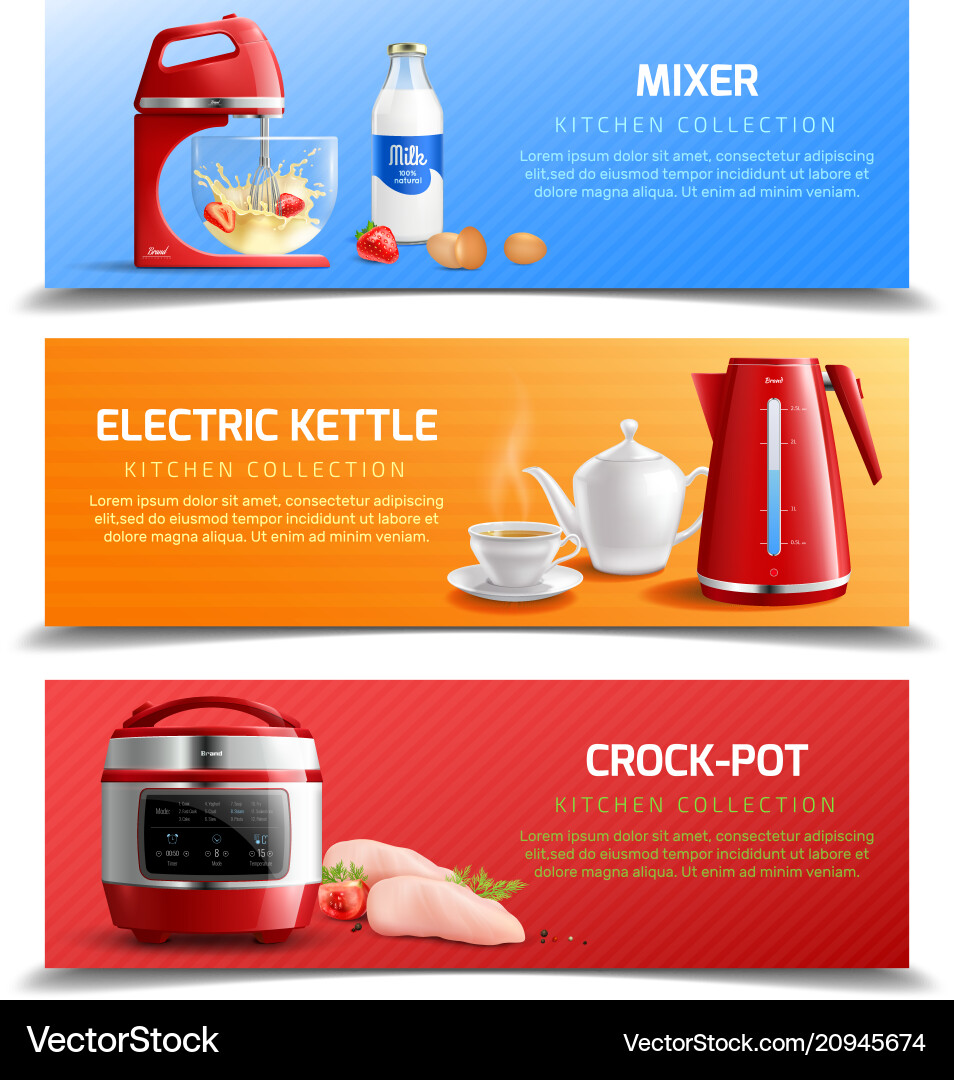 Household appliances horizontal banners – Royalty-Free Vector | VectorStock, image size:954x1080