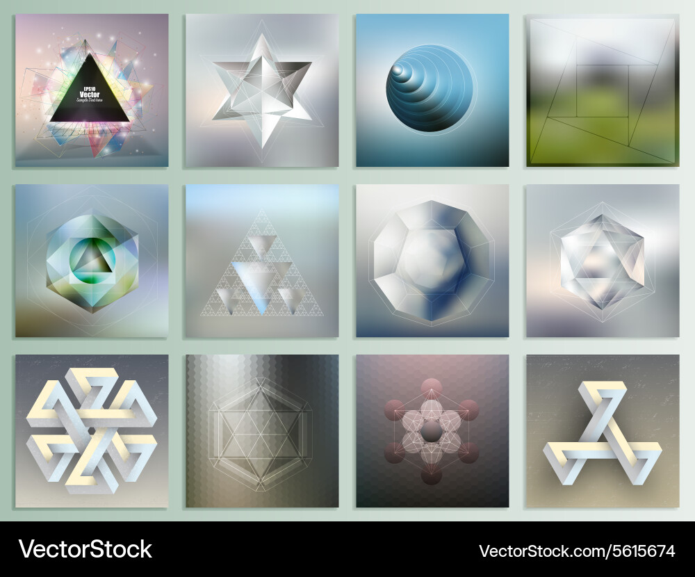 Set unreal figures and polygon patterns Vector Image