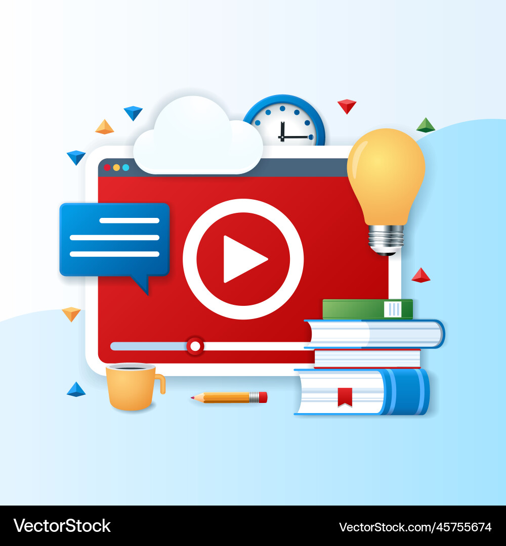 Video tutorial in 3d style Video tutorial in 3d style vector image
