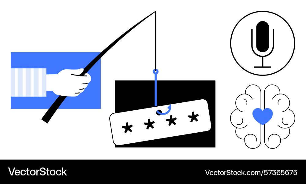 Cybersecurity concepts with password phishing Vector Image