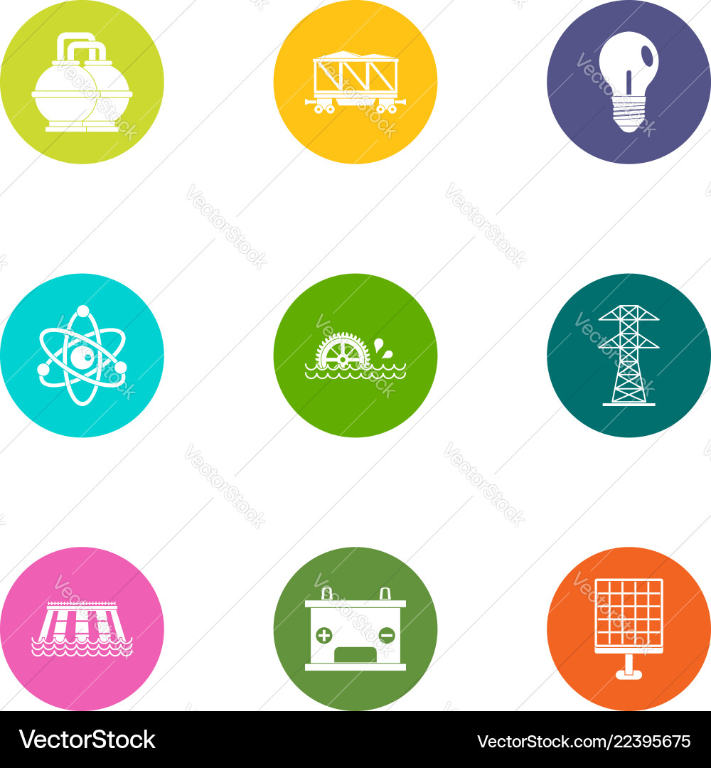 Energy is important icons set flat style Energy is important icons set flat style vector image