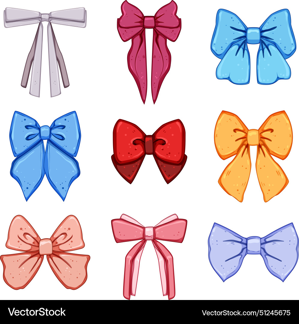 Hair ribbon set cartoon Royalty Free Vector Image