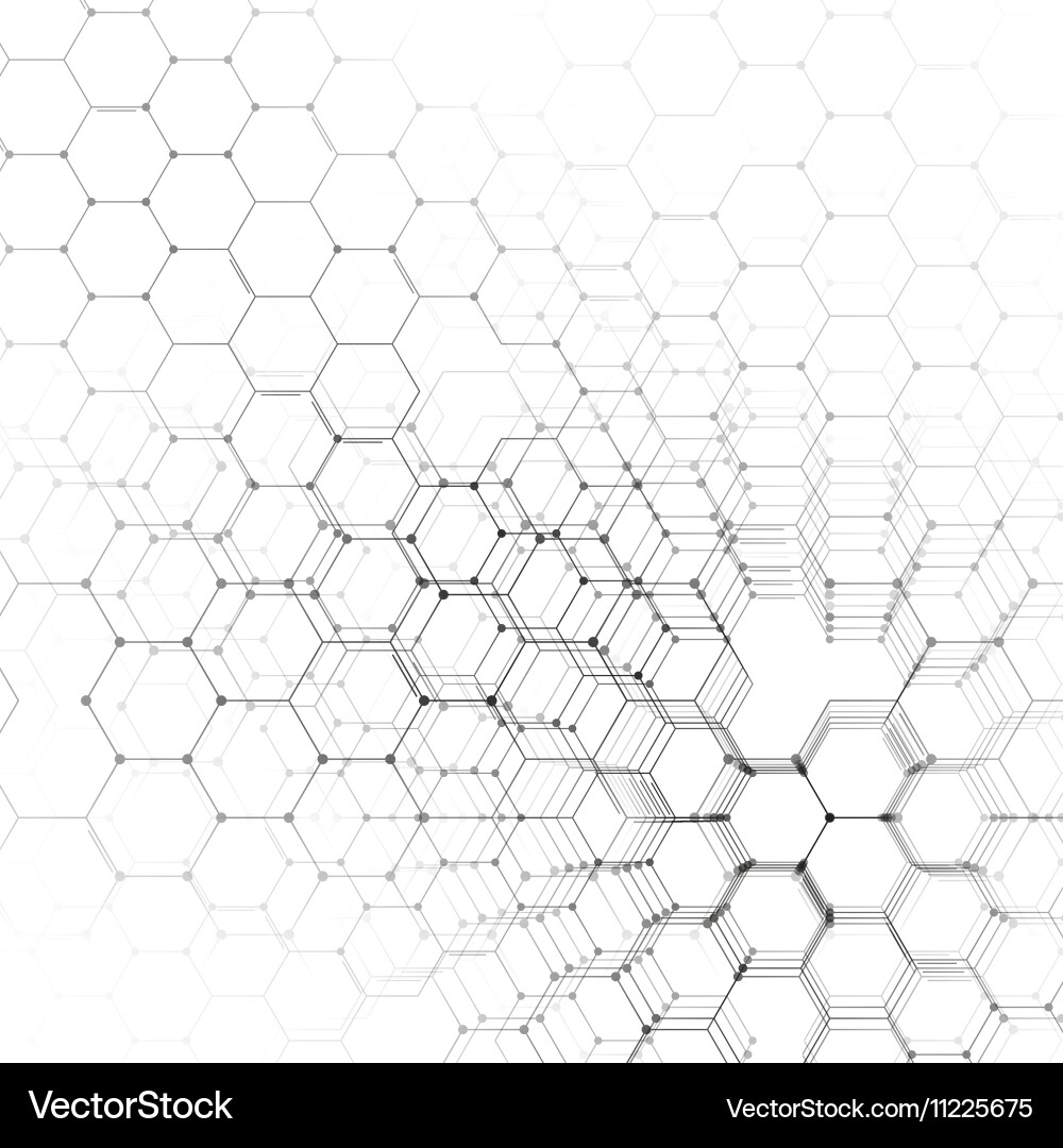 Hexagonal Molecular Structure - 3D Pattern vector image