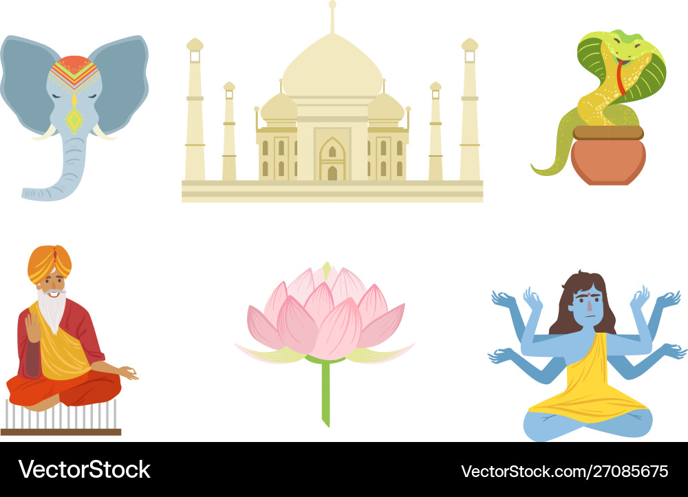 Indian Religious Symbols Vector Image