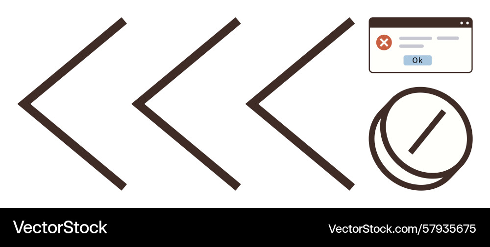 Navigation arrows and error popup indicating Vector Image