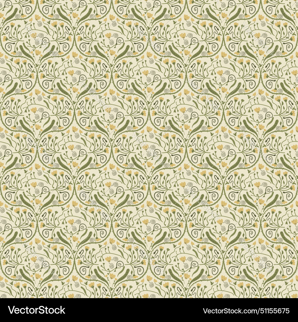 Retro botanic seamless pattern vintage damask Vector Image