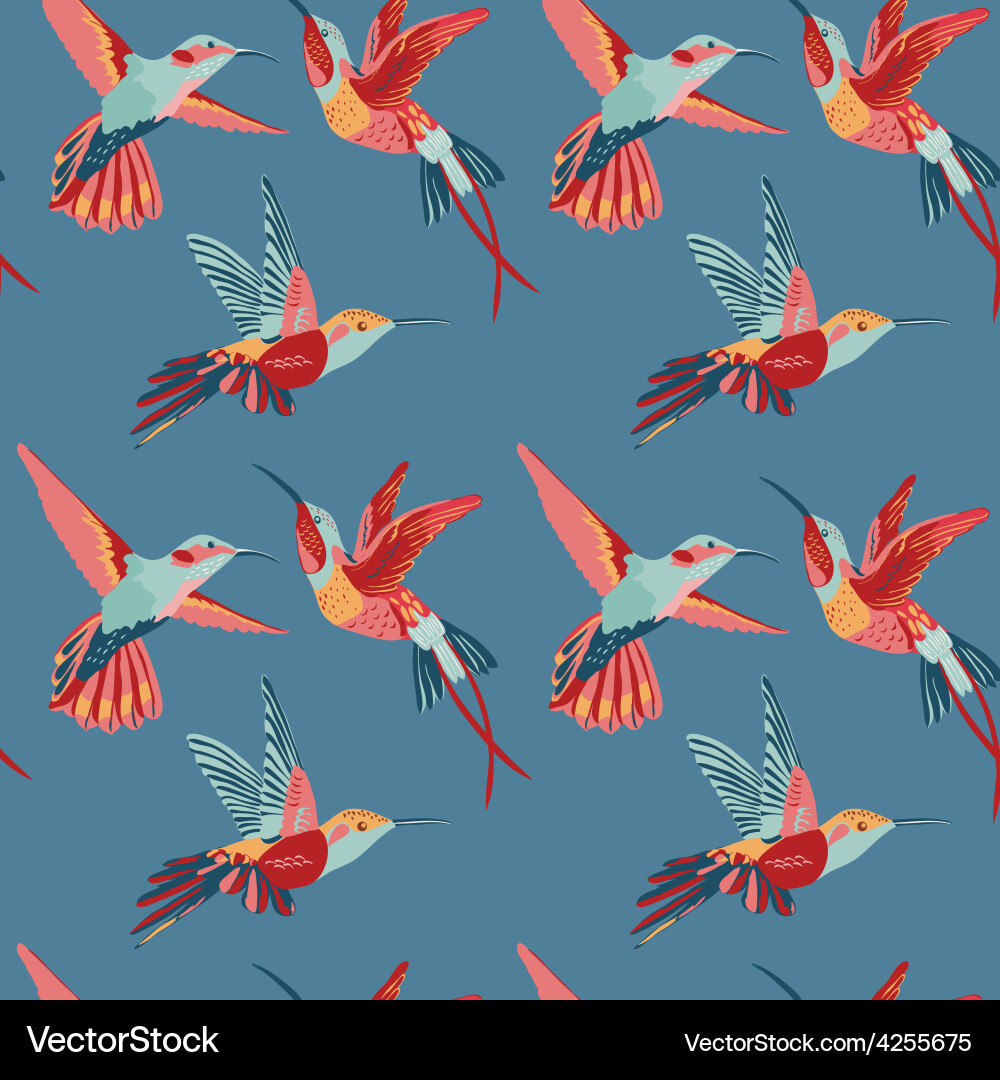 Retro Hummingbird Pattern vector image