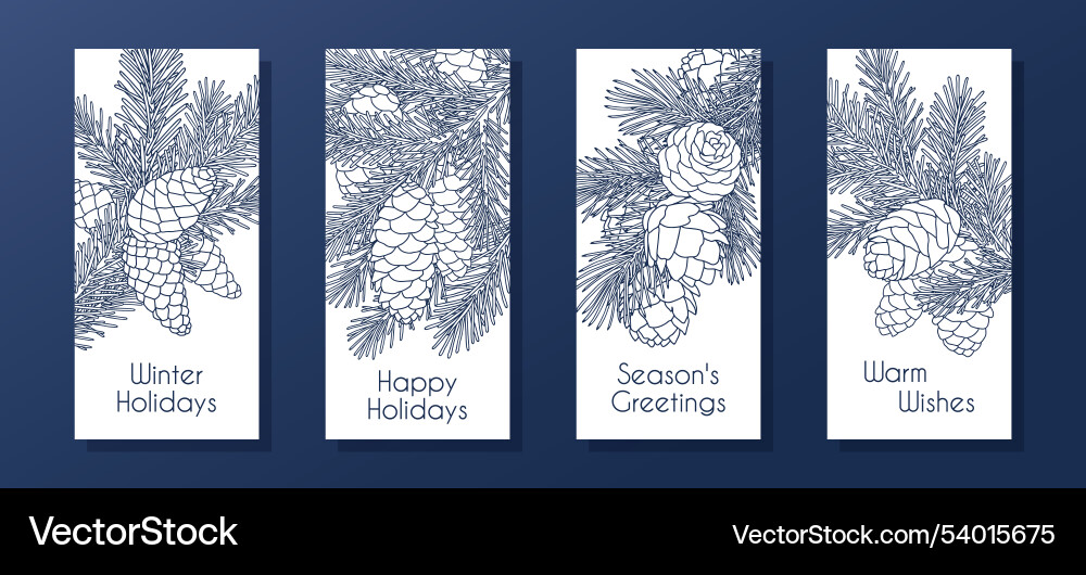 Set of compositions with coniferous branches vector image