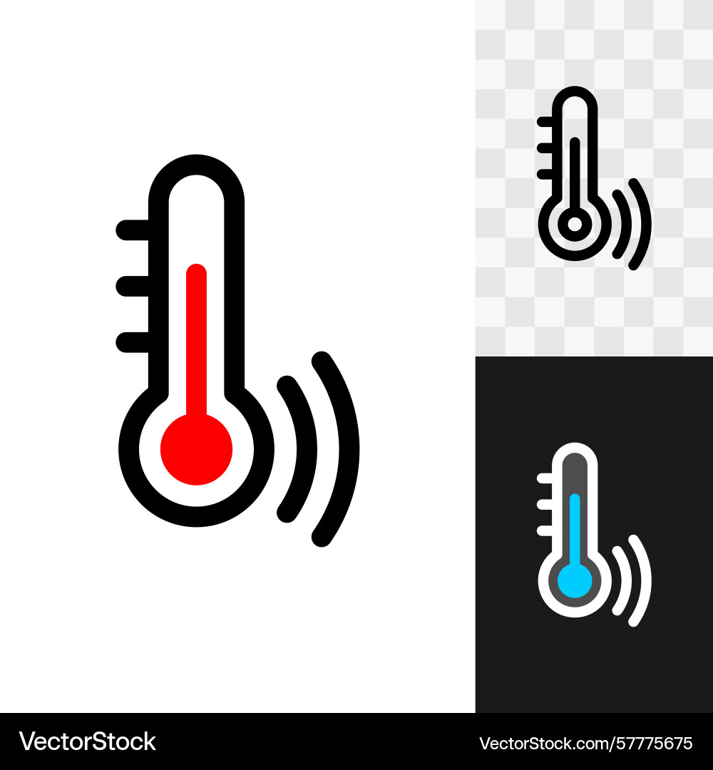 Temperature sensor line icon with gauge scale vector image