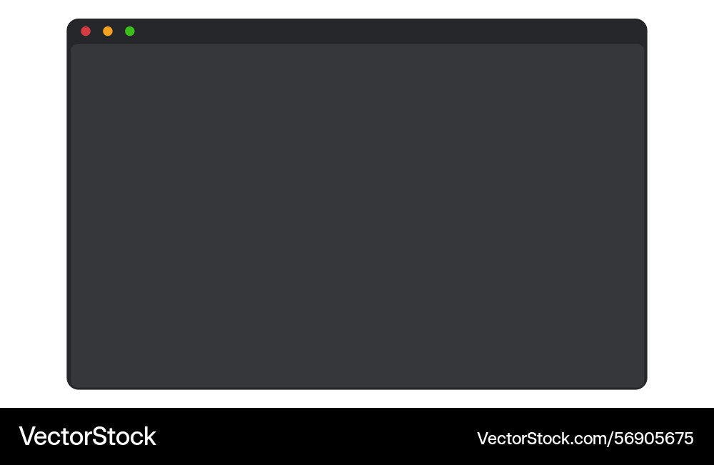 Web browser mockup window in dark mode modern flat Web browser mockup window in dark mode modern flat vector image