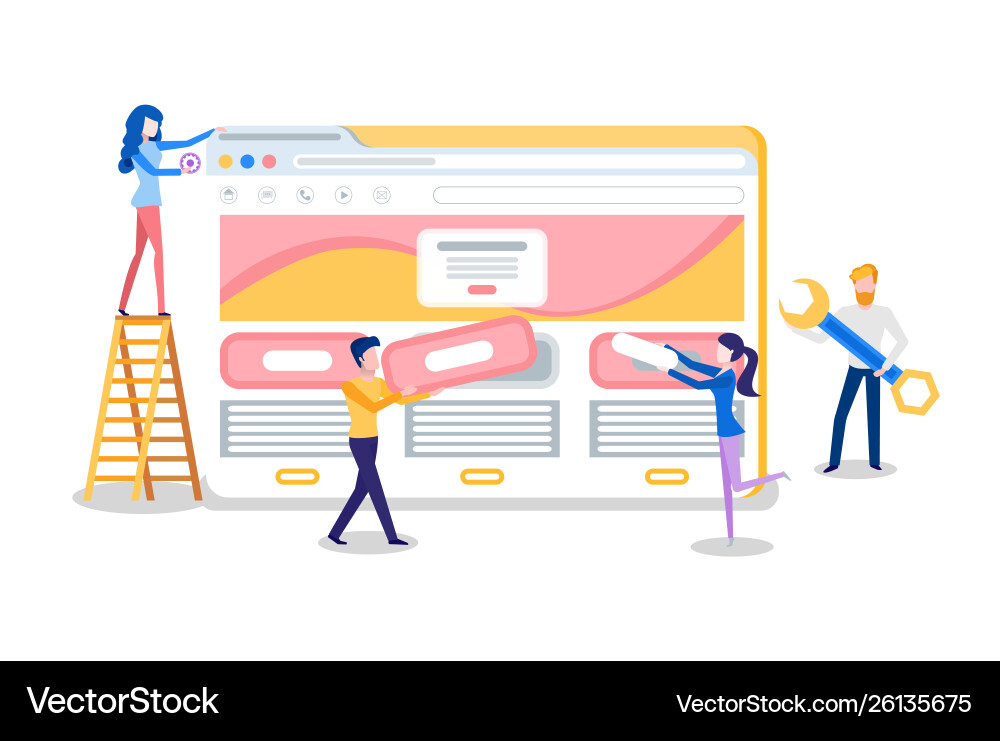 Web site creation browser tab and online page Web site creation browser tab and online page vector image
