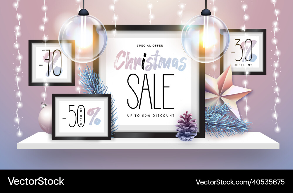 Weihnachtsposter mit Weihnachtsdekoration Weihnachtsposter mit Weihnachtsdekoration vektorbild