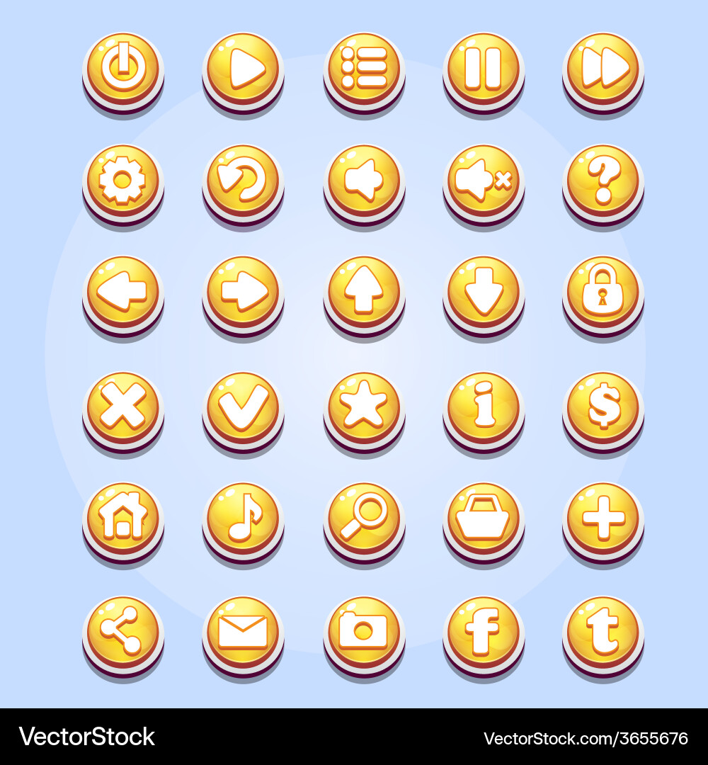 Button Icons - Game Style vector image