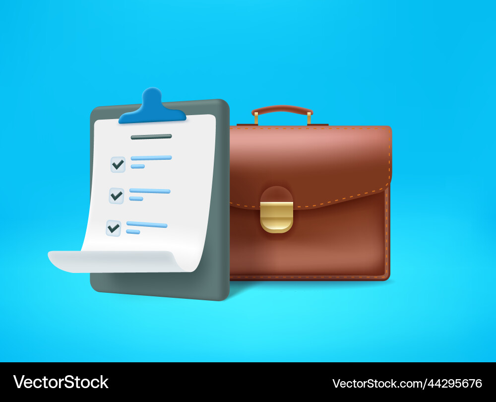Contract Briefcase - 3D Vector vector image