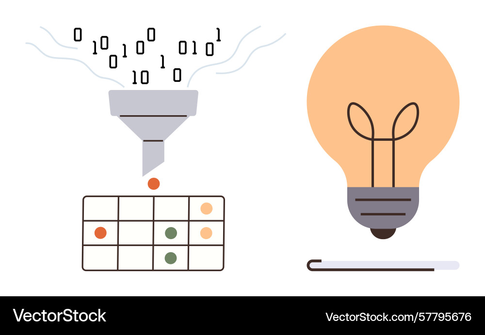 Data processing funnel transforming information Data processing funnel transforming information Vector Image