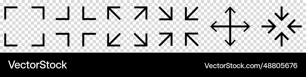 Full screen and exit icon set Full screen and exit icon set vector image