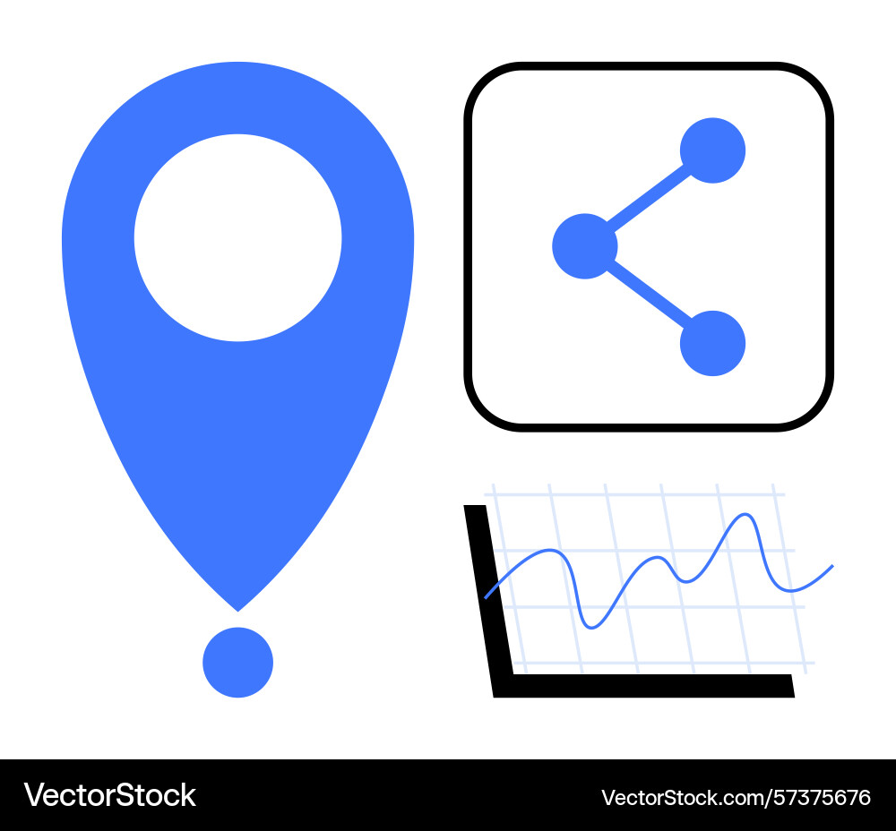 Location pin share connection icon and graph Location pin share connection icon and graph vector image