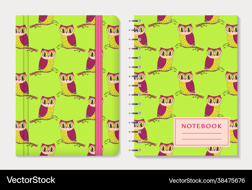 Notebook covers with owls set