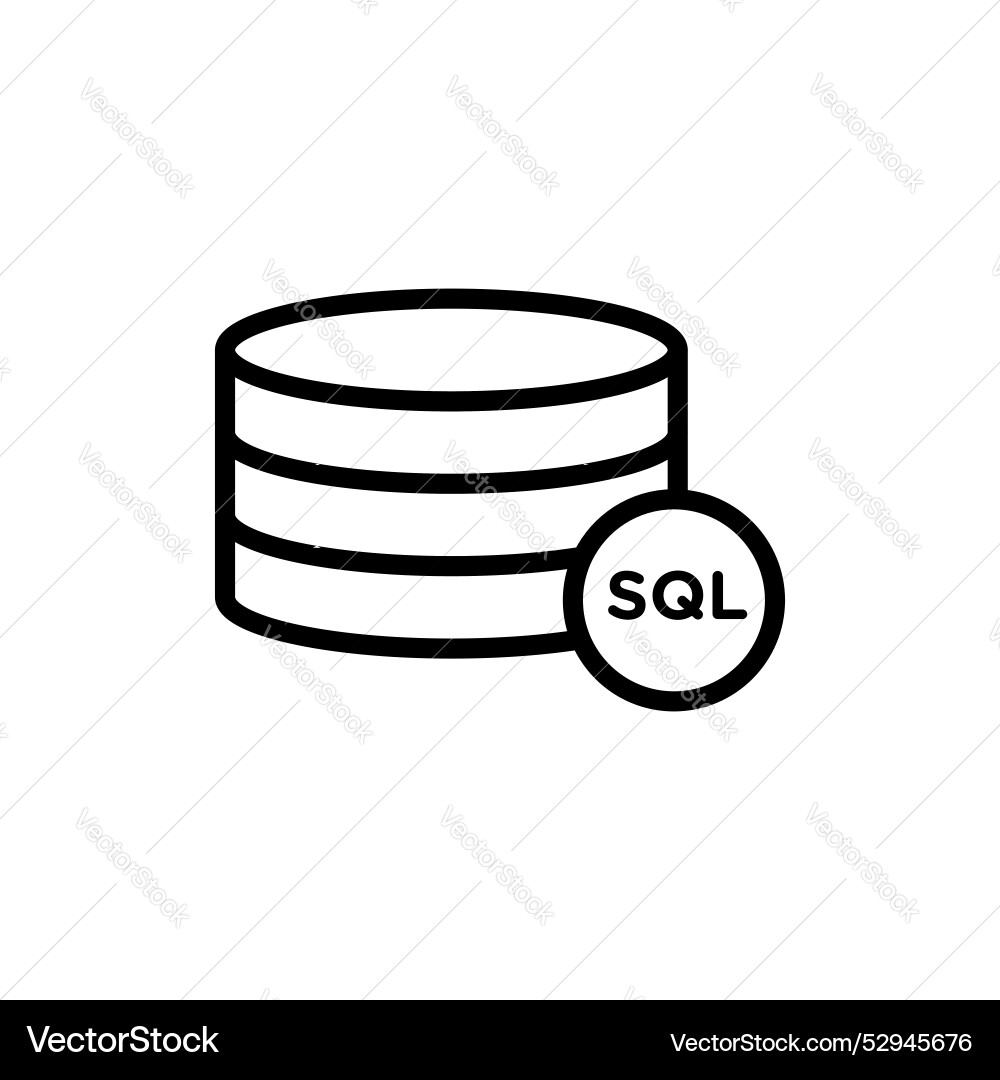 Sql line icon isolated on white background Vector Image
