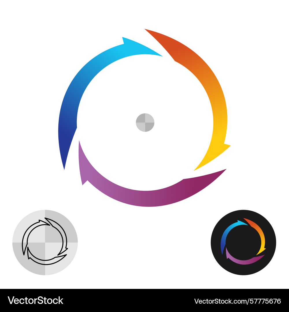 Three circle arrows moving clockwise icon Three circle arrows moving clockwise icon vector image