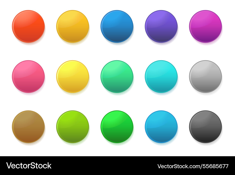 3d color round buttons icons of circle 3d color round buttons icons of circle Vector Image