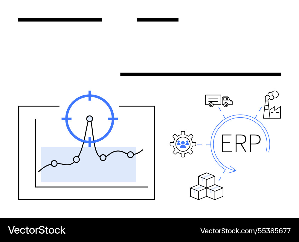 Erp system integration linking data analytics Erp system integration linking data analytics vector image