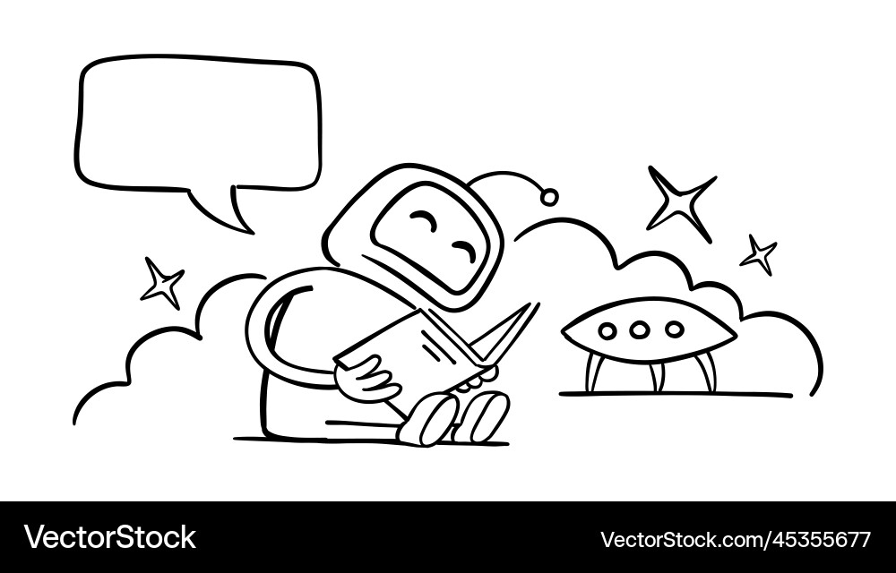 Robot reading book instructions user guide Vector Image