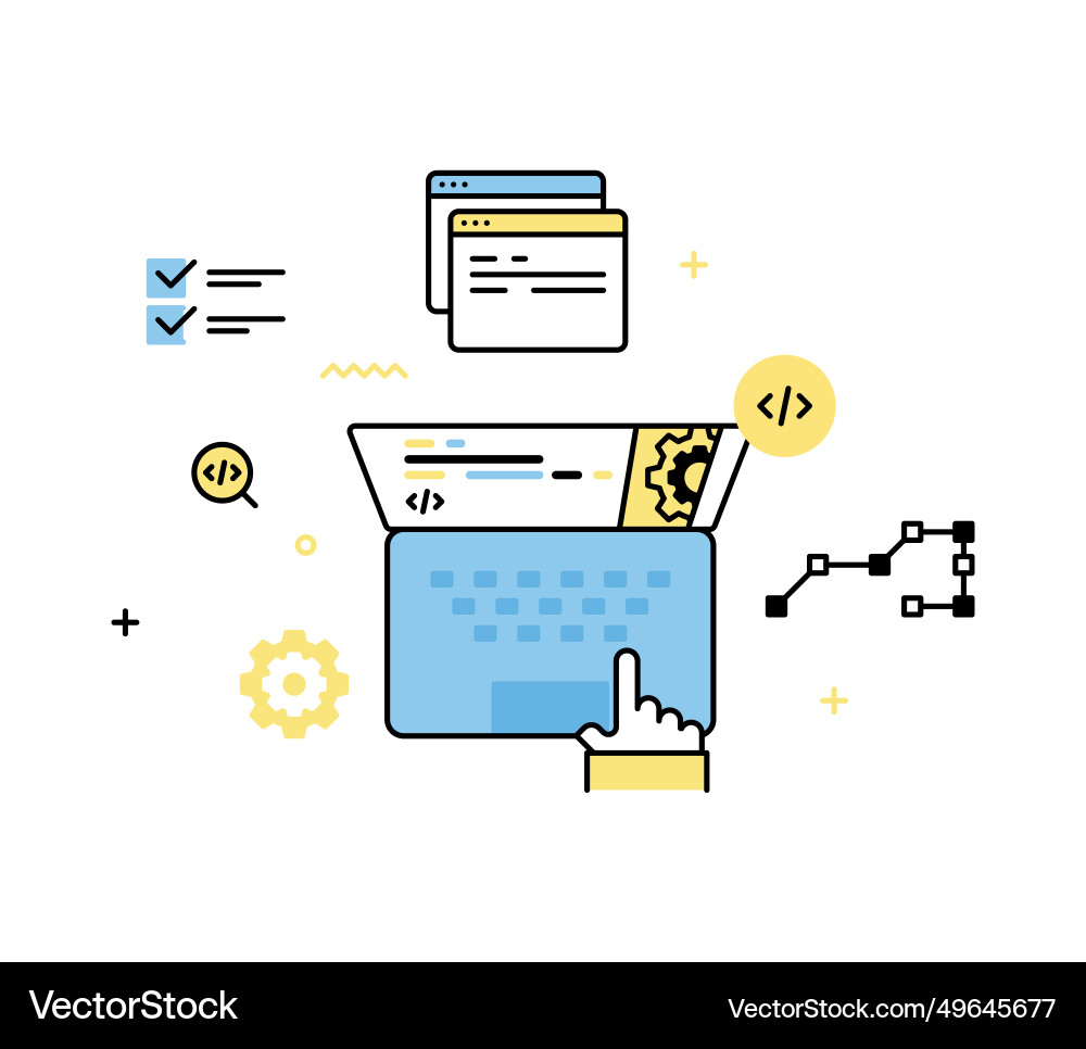 Software developer programming control Software developer programming control vector image