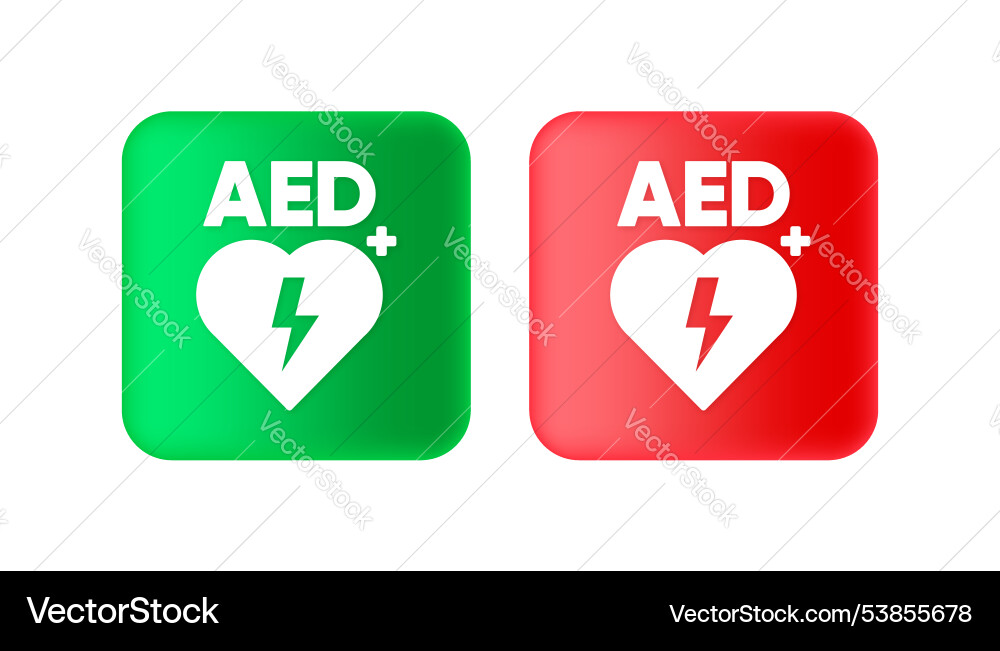 Aed labels automated external defibrillator Aed labels automated external defibrillator vector image