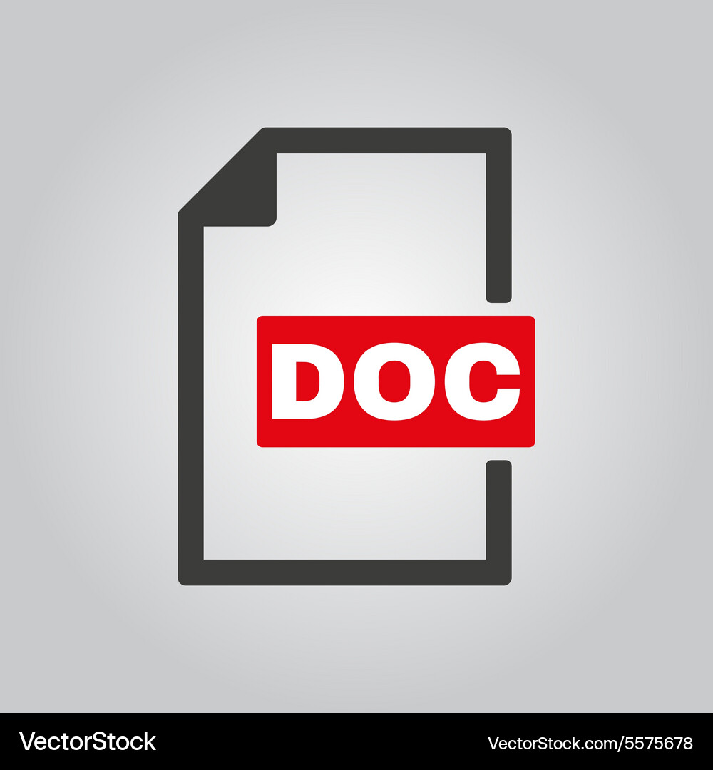 Doc icon text file format symbol flat Vector Image