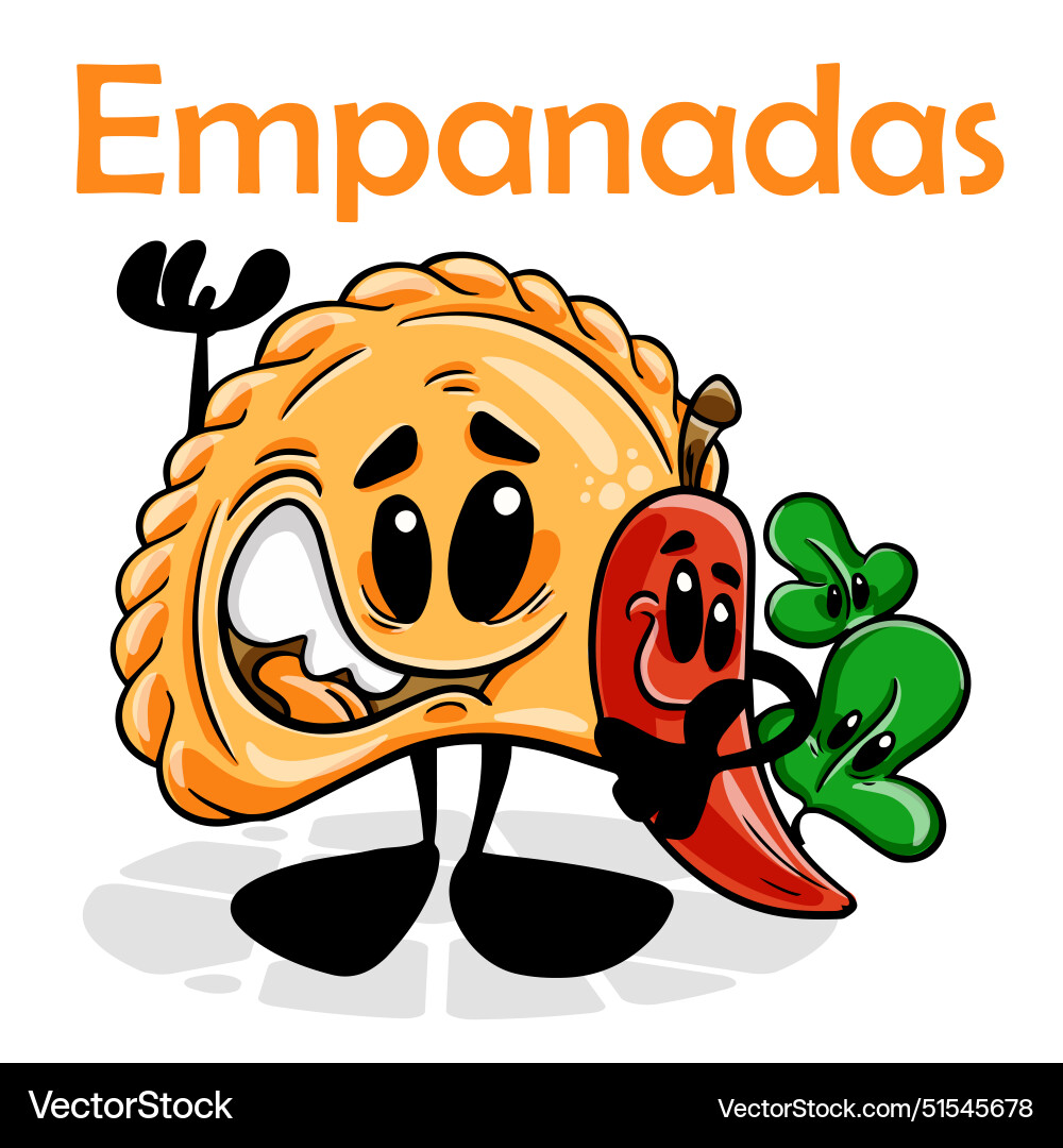 Empanadas funnny cartoon character isolated Empanadas funnny cartoon character isolated vector image