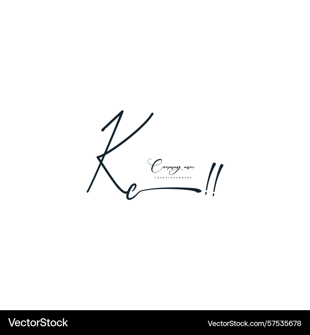 Minimal signature logo design with kc initials Minimal signature logo design with kc initials Vector Image