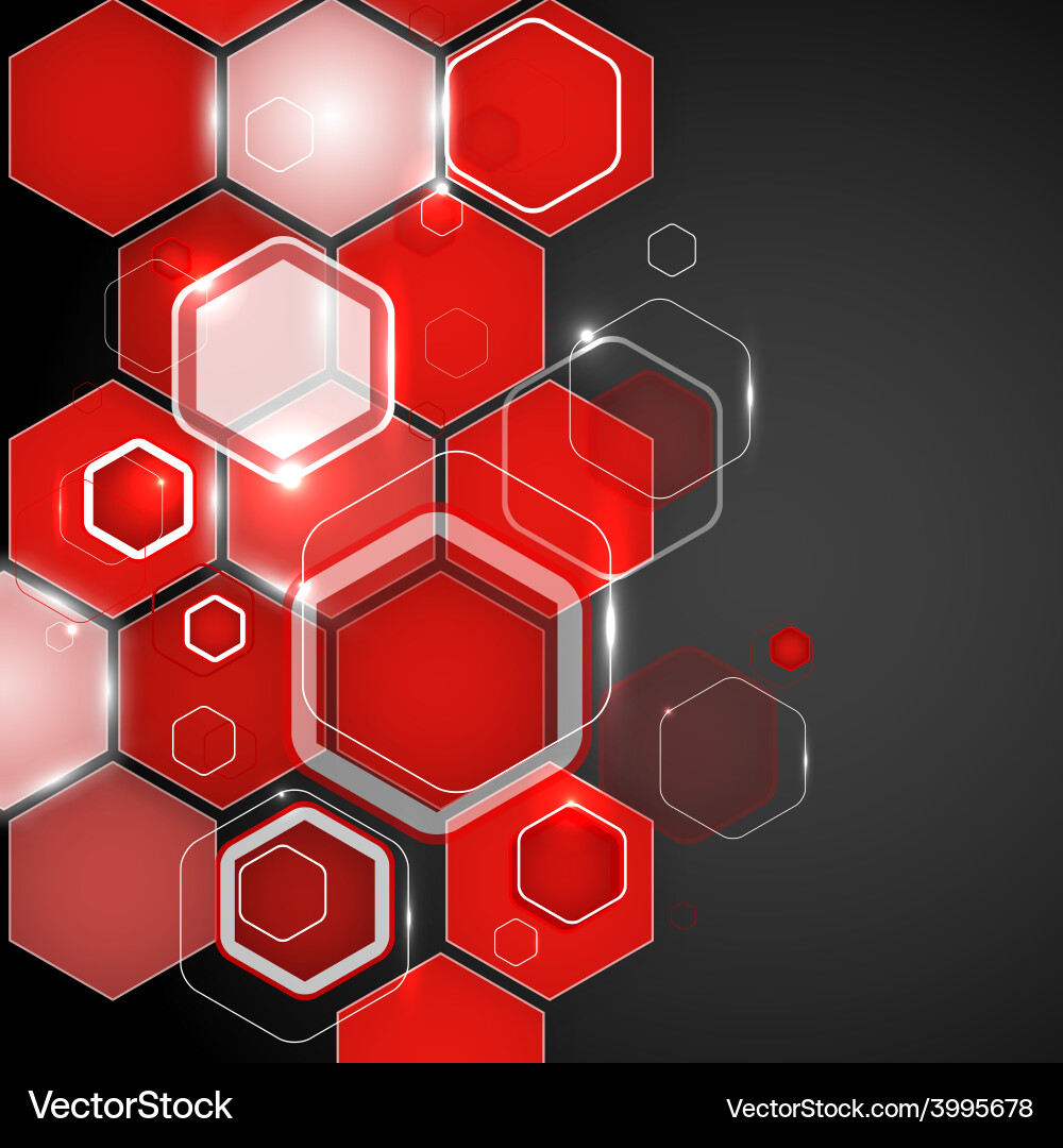 Red Hexagon Pattern Background vector image