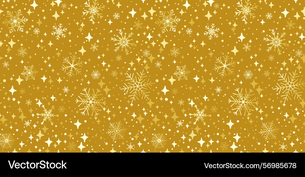 Seamless golden snowflake pattern Vector Image