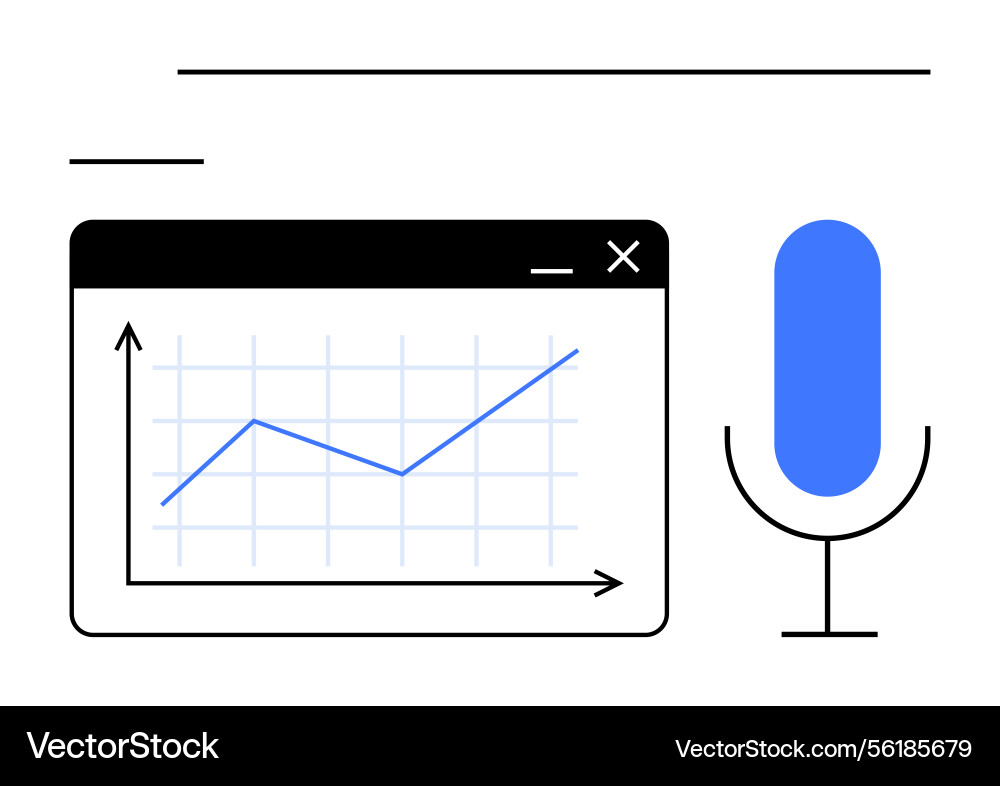 Analytics dashboard and microphone representing Analytics dashboard and microphone representing vector image