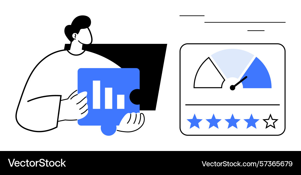 Analyzing performance metrics and customer Analyzing performance metrics and customer vector image