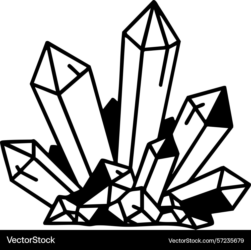 Crystal cluster with clear pointed quartz Vector Image
