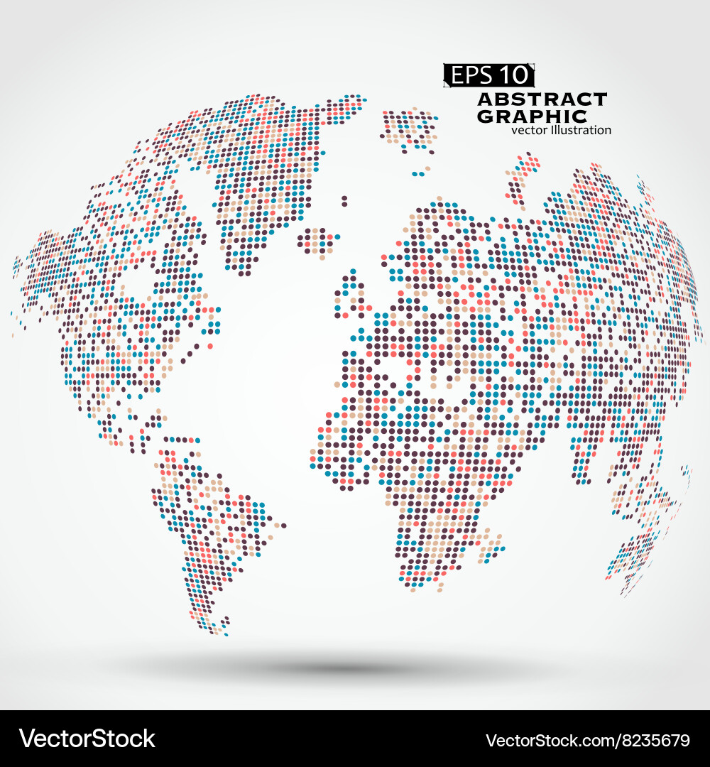 Dots colorful three-dimensional map vector image