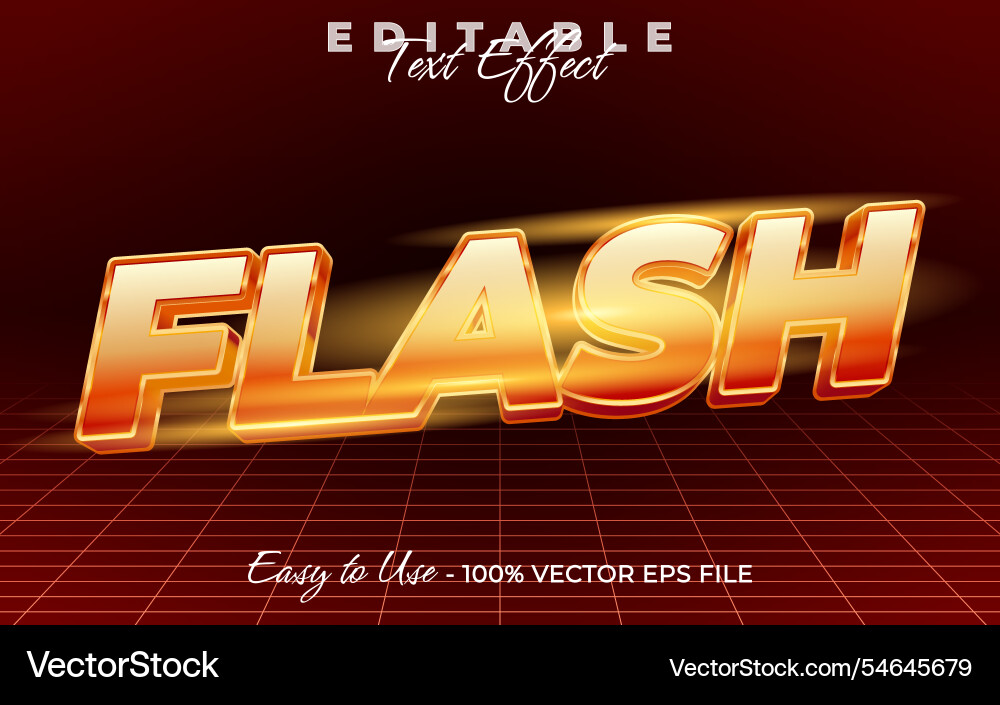 Flash editable text style effect glossy 3d Vector Image