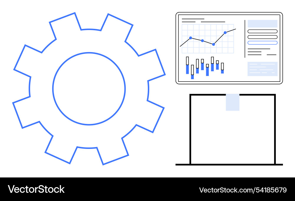 Gear and data chart display representing Gear and data chart display representing vector image