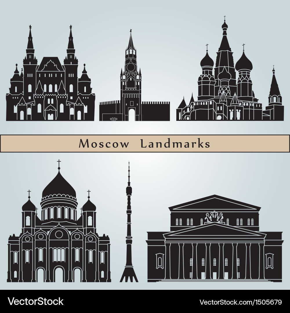 Moscow landmarks and monuments Royalty Free Vector Image
