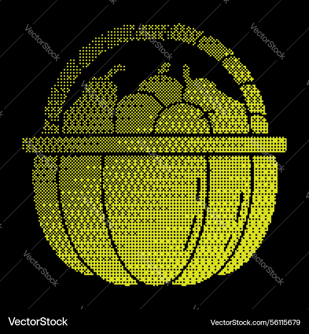 Pixel Fruchtkorb Silhouette Symbol Pixel Fruchtkorb Silhouette Symbol vektorbild