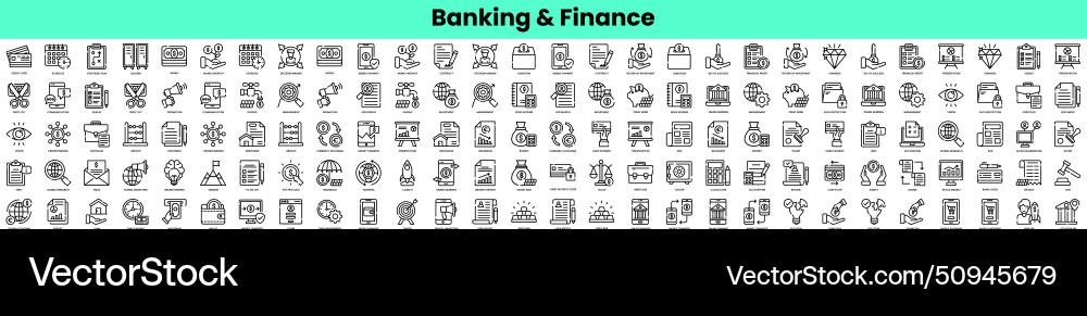 Set of banking and finance icons linear style Set of banking and finance icons linear style vector image