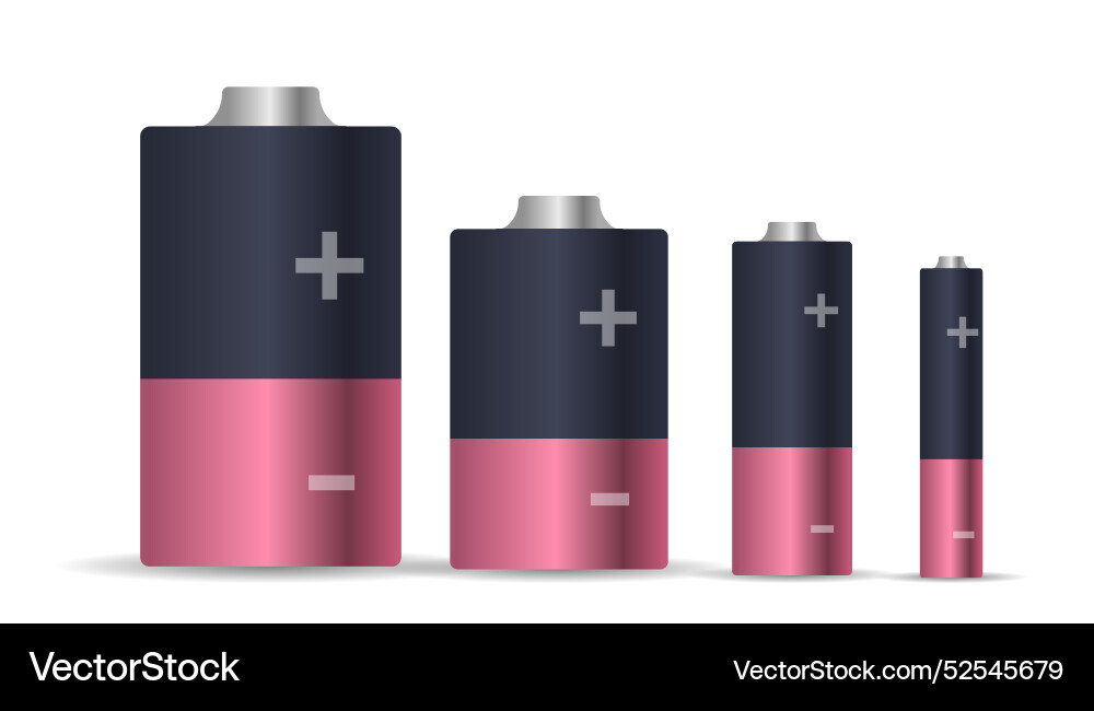 Set of batteries differing sizes and types Vector Image
