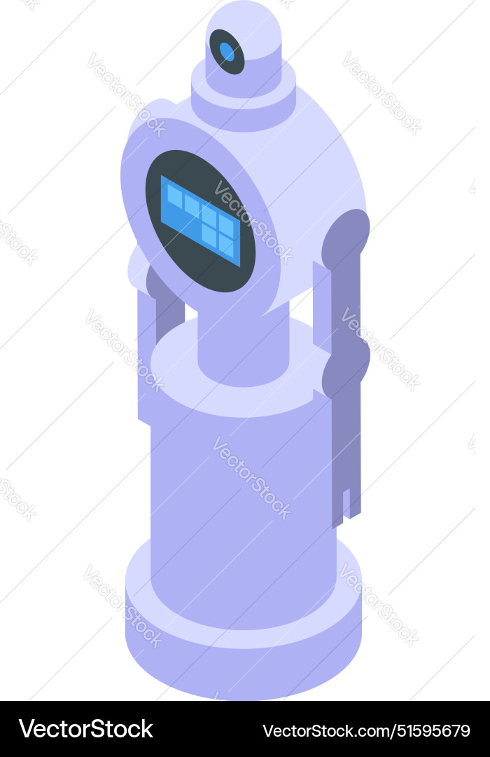 White modern robot standing with digital interface White modern robot standing with digital interface vector image