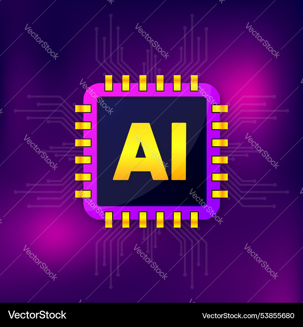 Artificial intelligence ai microchip electronic Artificial intelligence ai microchip electronic vector image