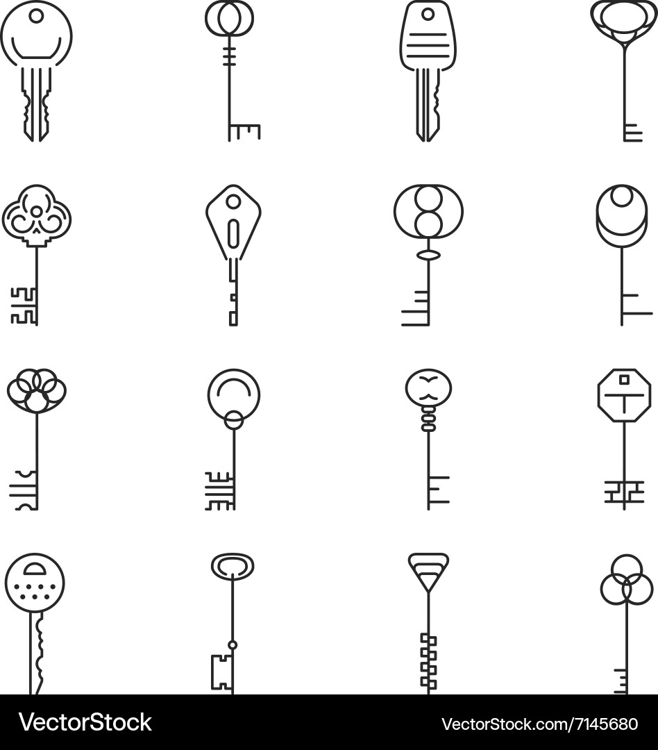 Linear Key Icons - Security & Access vector image