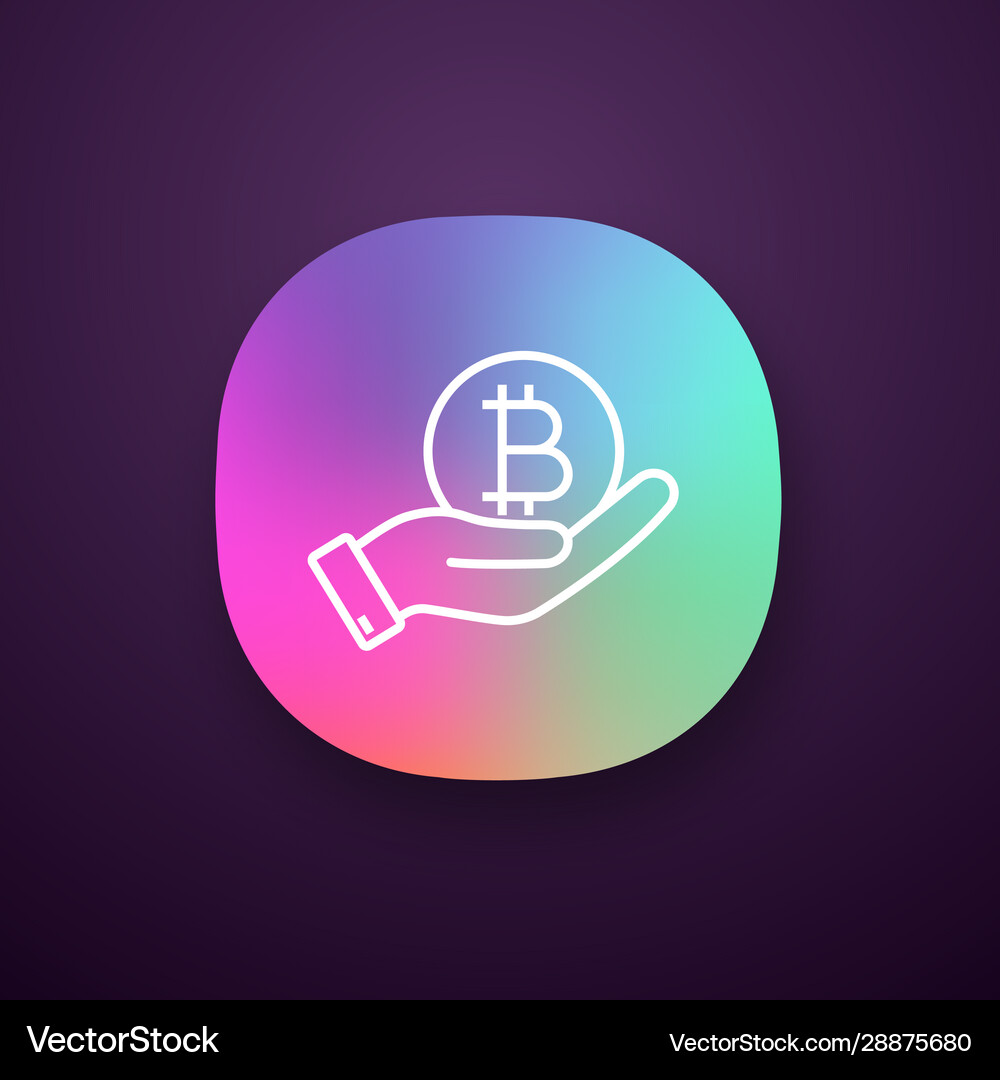 Open hand with bitcoin coin app icon – Royalty-Free Vector | VectorStock